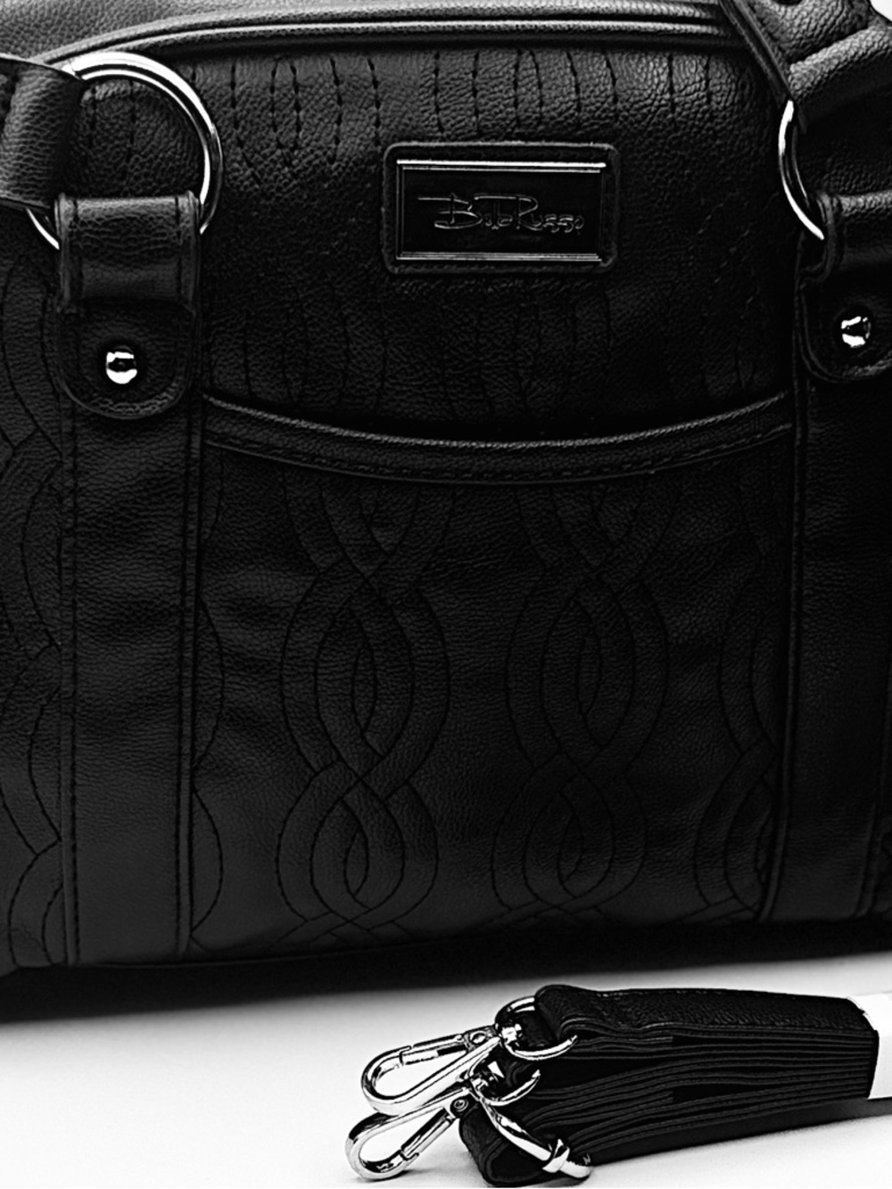 Bella Russo NEW Black Satchel Shoulder & Crossbody Bag Organizer Tote NEW - Picture 2 of 16